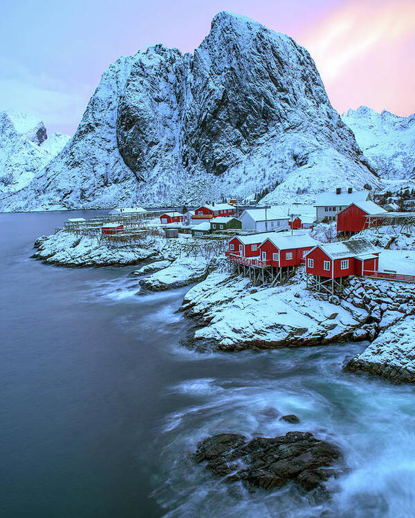 Lofoten Poster featuring the photograph Winter in Hamnoy, Lofoten Islands 1 by Dubi Roman