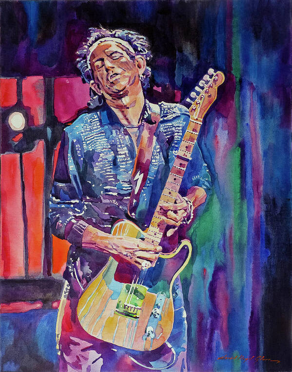 Portrait Poster featuring the painting Telecaster Keith Richards by David Lloyd Glover