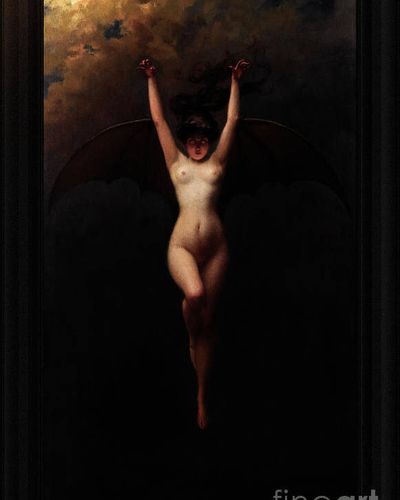 La Femme Chauve-souris Poster featuring the painting The Bat Woman by Albert Joseph Penot Old Masters Classical Art Reproduction by Rolando Burbon
