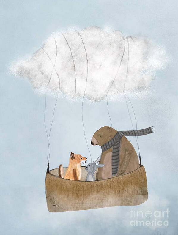Childrens Poster featuring the painting The Cloud Balloon by Bri Buckley