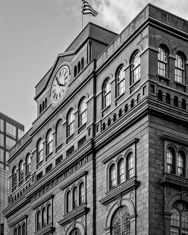 Cooper Union Poster featuring the photograph The Cooper Union BW by Susan Candelario