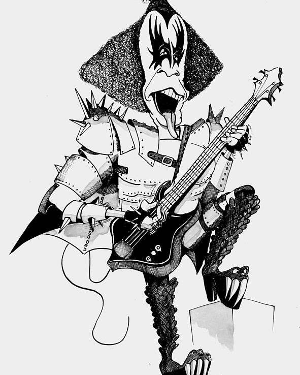 Kiss Poster featuring the drawing The Demon by Michael Hopkins
