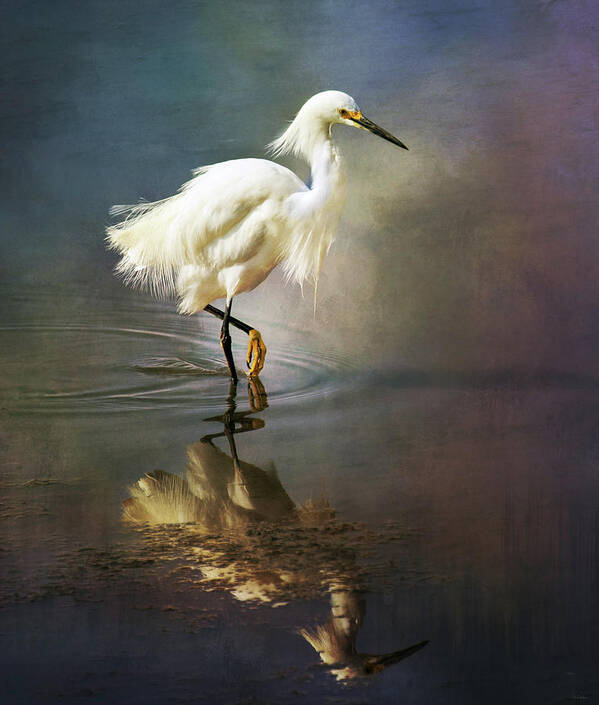 Egret Poster featuring the digital art The Ethereal Egret by Nicole Wilde