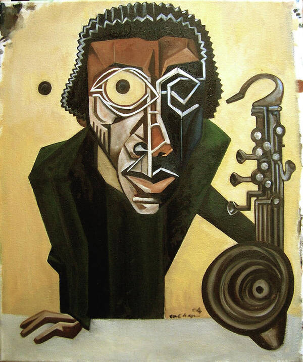 Jazz Poster featuring the painting The Ethnomusicologist / Marion Brown by Martel Chapman
