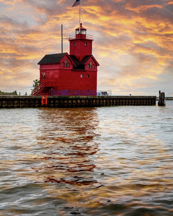 Lighthouse Poster featuring the photograph The Holland Harbor Lighthouse by Debra and Dave Vanderlaan
