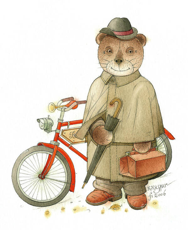 Bear Party Bike Doctor Crime Detective Investigation Animals Evening Poster featuring the drawing The Missing Picture19 by Kestutis Kasparavicius