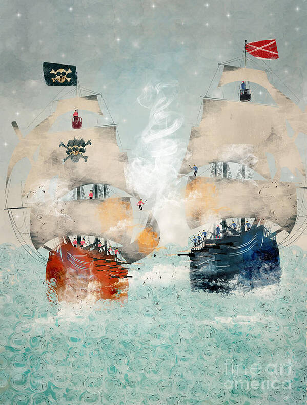 Pirates Poster featuring the painting The Pirate Ship by Bri Buckley