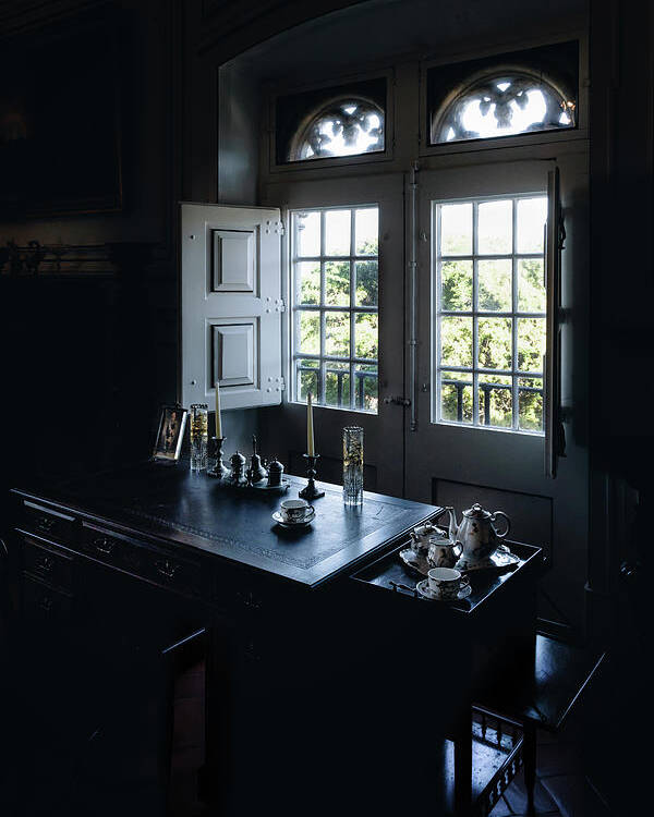 In The Dark Poster featuring the photograph The Queen's writing desk by Micah Offman