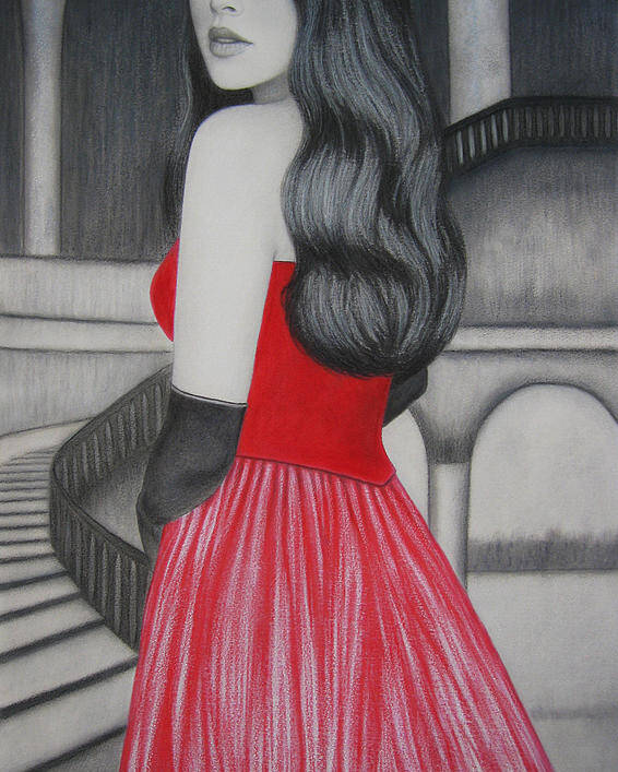 Red Dress Poster featuring the painting The Red Dress by Lynet McDonald