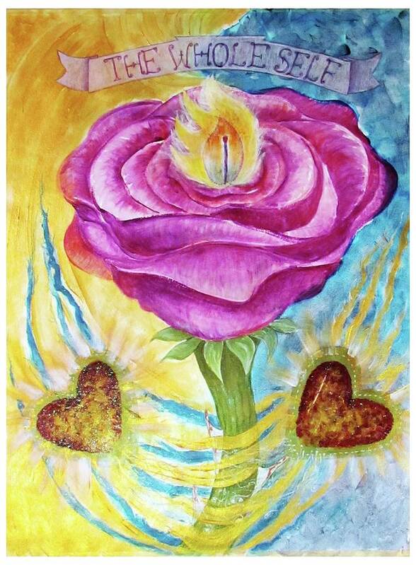 Am I Poster featuring the painting The Rose and Its Thorns Love the Whole Self by Feather Redfox