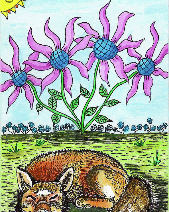 Fox Poster featuring the painting The Sleeping Fox by Christina Wedberg