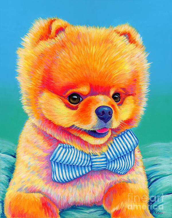 Pomeranian Poster featuring the painting Theo the Pomeranian by Rebecca Wang