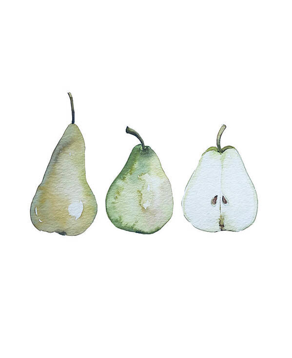 Three Poster featuring the painting Three pears standing by Luisa Millicent