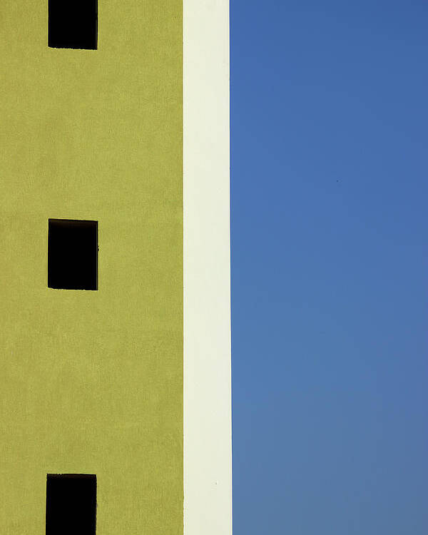 Three Windows Poster featuring the photograph Three Windows Blue Sky by Prakash Ghai