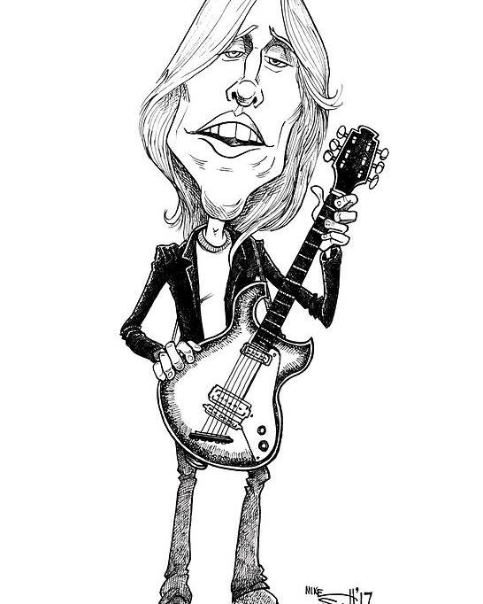 Caricature Poster featuring the drawing Tom Petty by Mike Scott