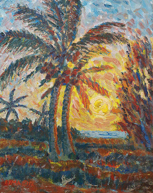 Treasure Cay Poster featuring the painting Treasure Cay Sunset by Ritchie Eyma