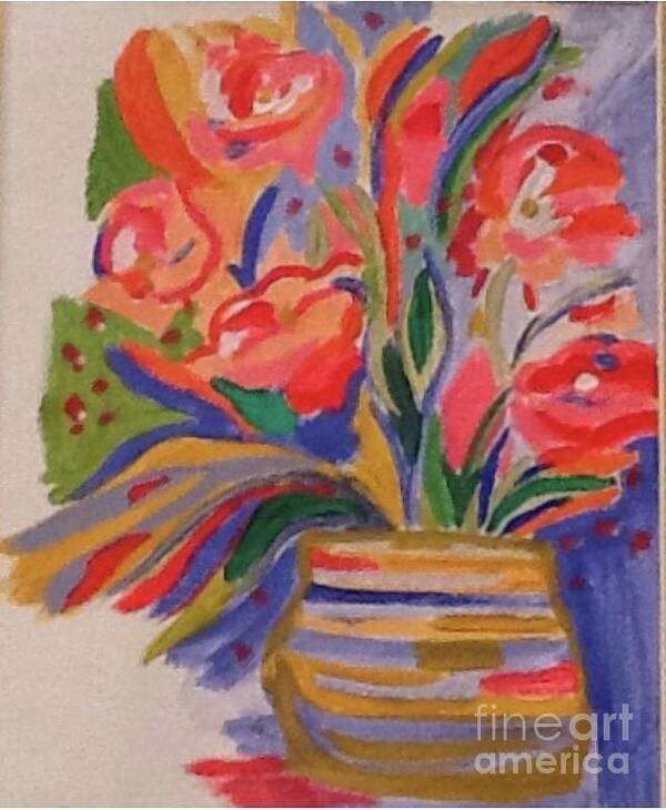 Original Art Work Poster featuring the painting Vase of Flowers by Theresa Honeycheck