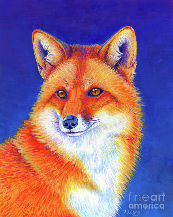 Red Fox Poster featuring the painting Vibrant Flame - Colorful Red Fox by Rebecca Wang