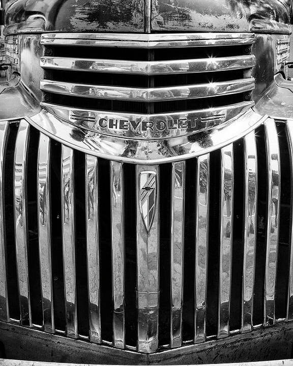 Chev Poster featuring the photograph Vintage Chev Half Ton Black And White by Theresa Tahara