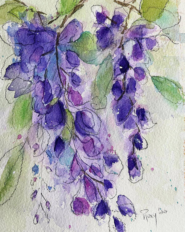 Original Poster featuring the painting Watercolor Wisteria by Roxy Rich