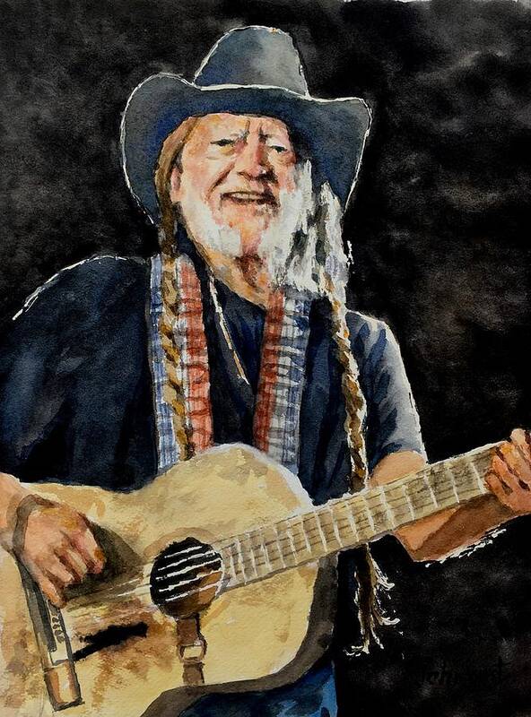 Willie Poster featuring the painting Willie Nelson by John West