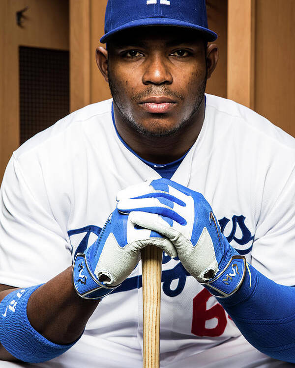Media Day Poster featuring the photograph Yasiel Puig by Rob Tringali