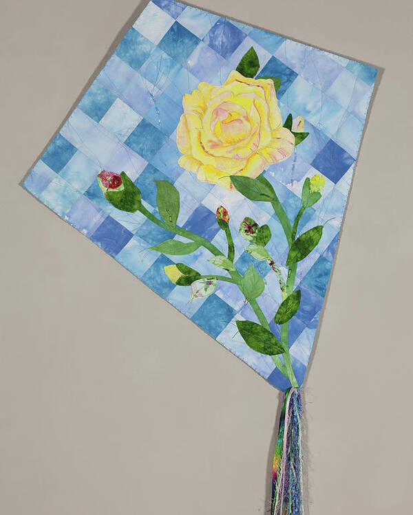 Fiber Art Poster featuring the mixed media Yellow Rose of Texas 2 by Vivian Aumond