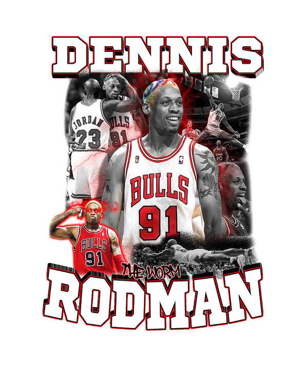 Dennis Rodman Bulls 91 Jersey Logo Typefont 