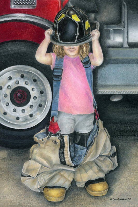 Firefighter Poster featuring the drawing Baby Girl by Jodi Monroe