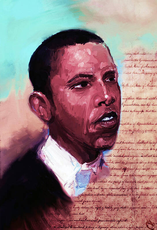 President Obama Poster featuring the digital art Forty Fourth by Howard Barry