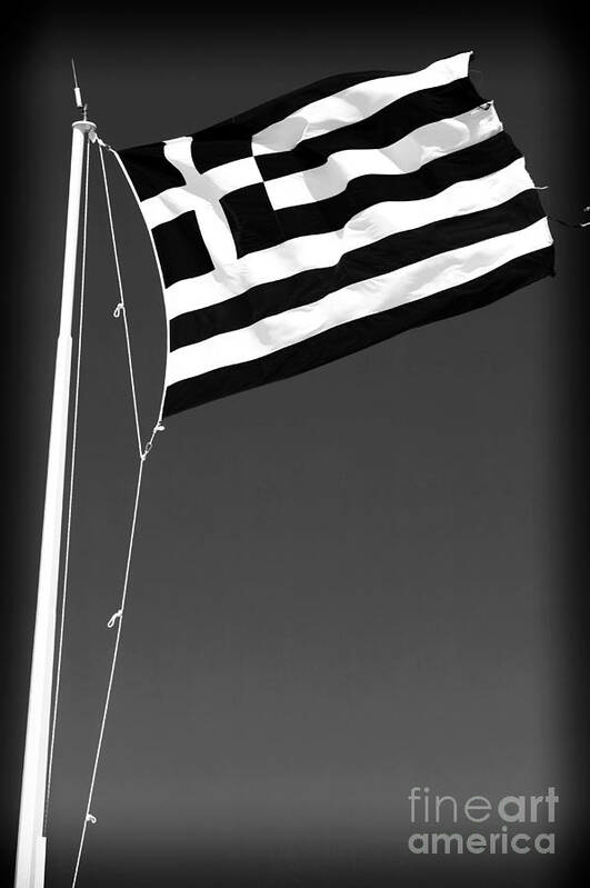 Greek Flag Poster featuring the photograph Greek Flag by John Rizzuto