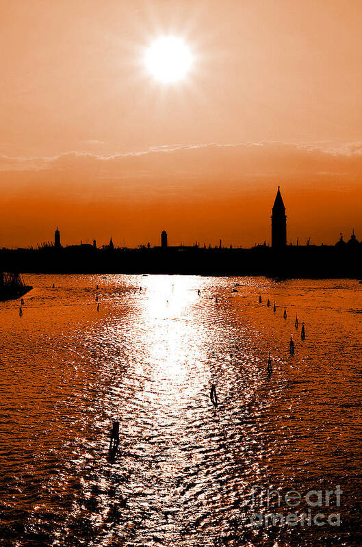 Venice Poster featuring the digital art Venice Sunset by Leo Symon