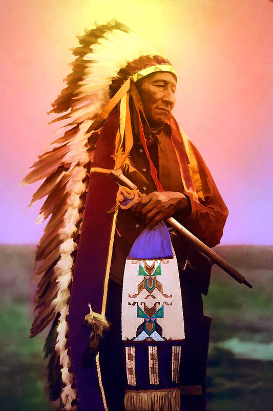 Native American Indians Poster featuring the digital art Chiefton by Rick Wicker