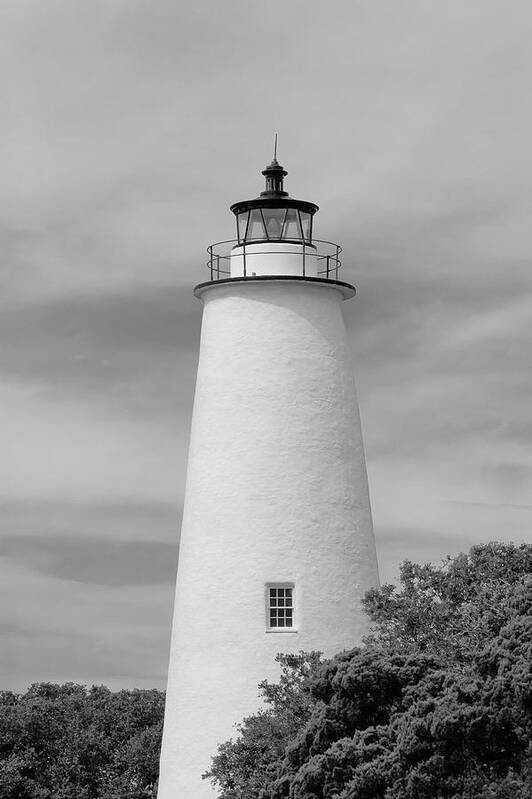 Landscape Poster featuring the photograph Ocracoke Lighthouse in BW by Rob Narwid