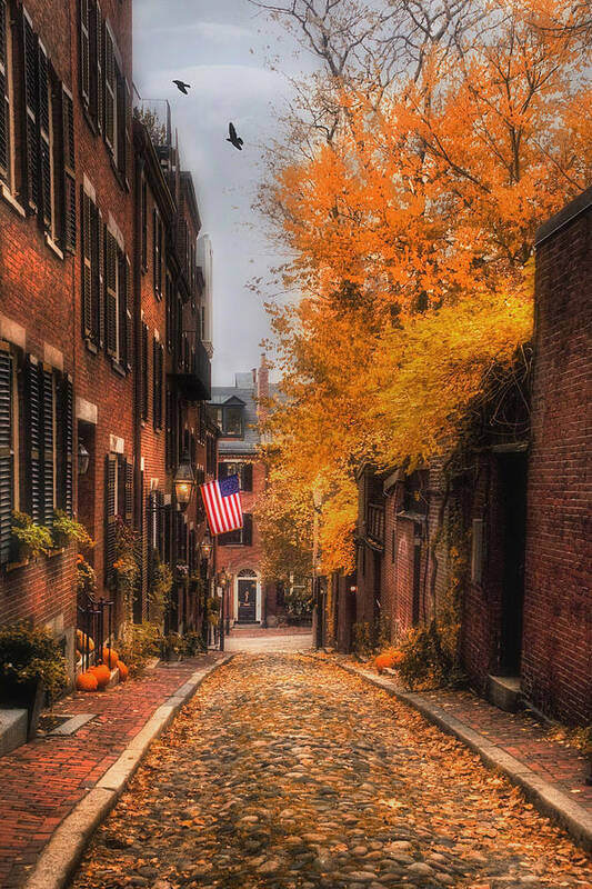 Boston Poster featuring the photograph Acorn St. by Joann Vitali