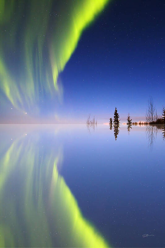 Alaska Poster featuring the photograph Aurora Mirrored by Ed Boudreau