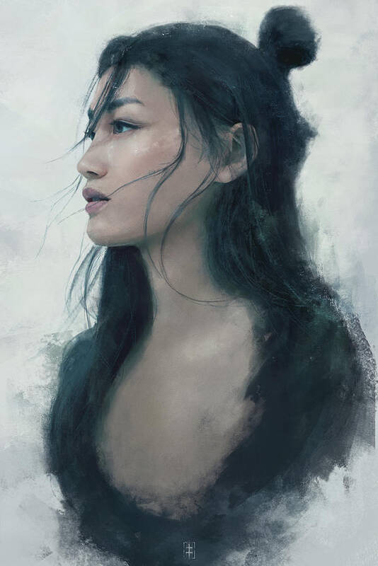 Warrioress Poster featuring the painting Blue Portrait by Eve Ventrue