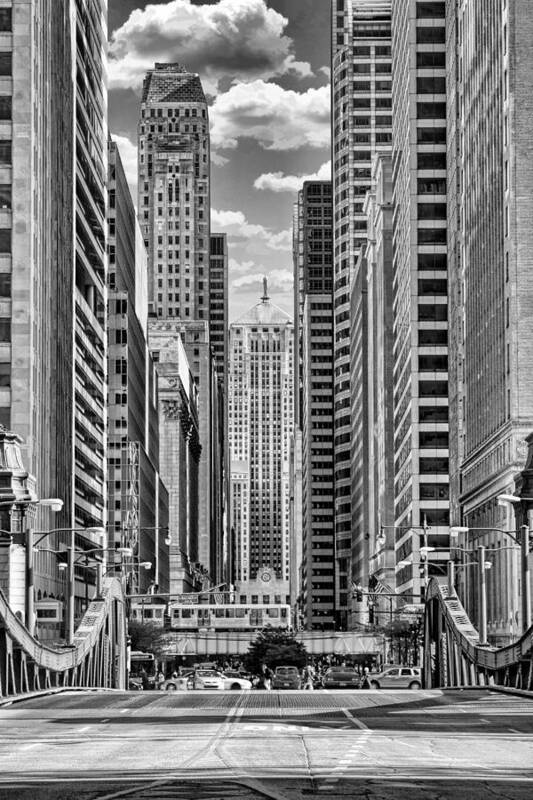 Chicago Poster featuring the photograph Chicago LaSalle Street Black and White by Christopher Arndt