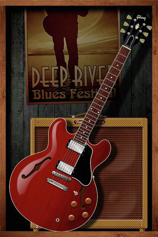 Electric Guitar Poster featuring the digital art Deep River Blues by WB Johnston