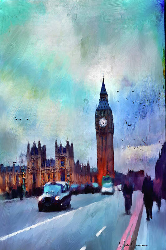 London Poster featuring the digital art On Westminster Bridge by Nicky Jameson