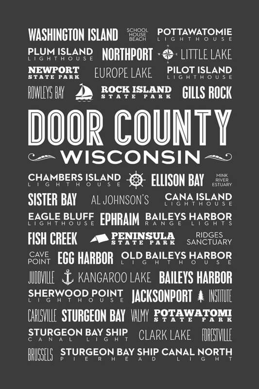 Door County Poster featuring the photograph Places Of Door County On Gray by Christopher Arndt