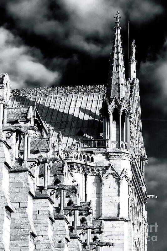 Shadows On Notre Dame Poster featuring the photograph Shadows on Notre-Dame de Paris by John Rizzuto