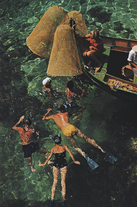 People Poster featuring the photograph Snorkelling In Malta by Slim Aarons