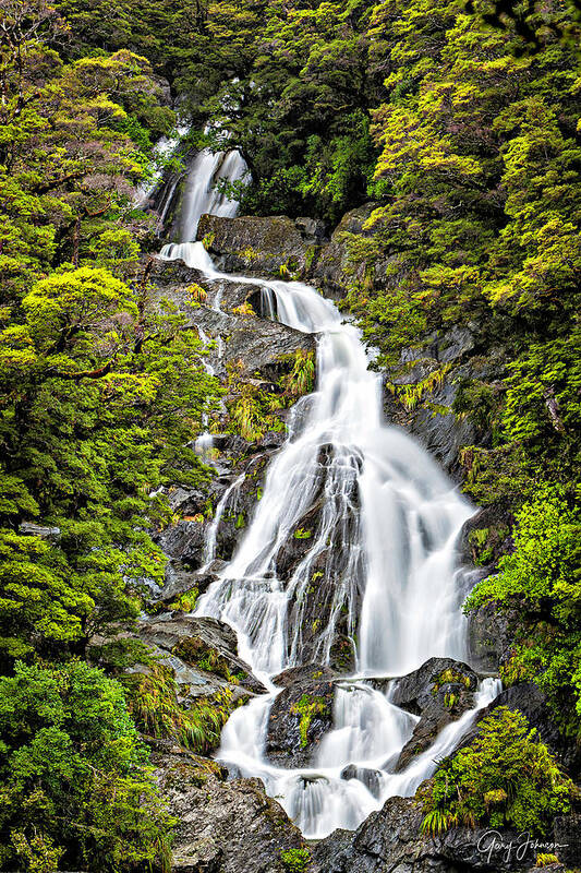 Fan-tail-falls Poster featuring the photograph Fan Tail Falls by Gary Johnson