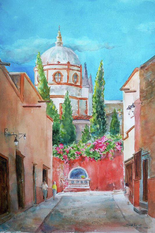 San Miguel De Allende Poster featuring the painting La Iglesia by Sue Kemp