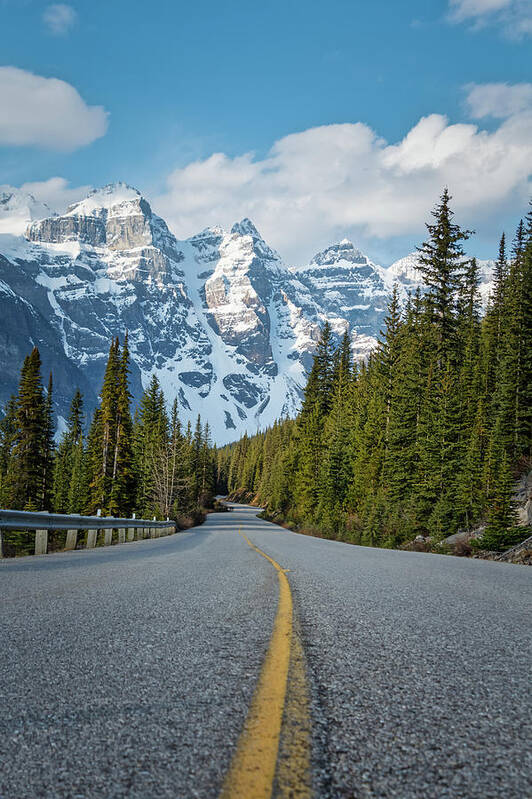 Alberta Poster featuring the photograph Road to Moraine Lake by Rick Deacon