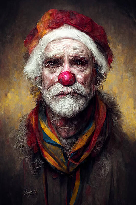 Santa Clown Poster featuring the digital art Santa Clown by Trevor Slauenwhite