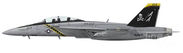 Side View Poster featuring the digital art Illustration Of An Fa-18f Super Hornet #1 by Inkworm