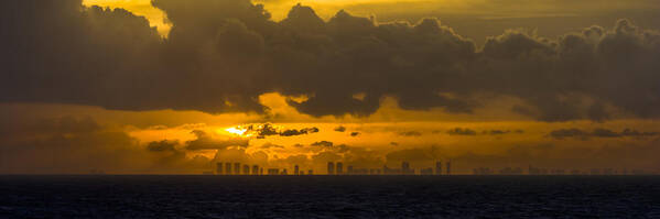 Buildings Poster featuring the photograph Miami Sundown by Ed Gleichman