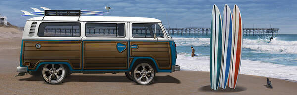 1970 Vw Bus Poster featuring the photograph 1970 VW Bus Woody by Mike McGlothlen